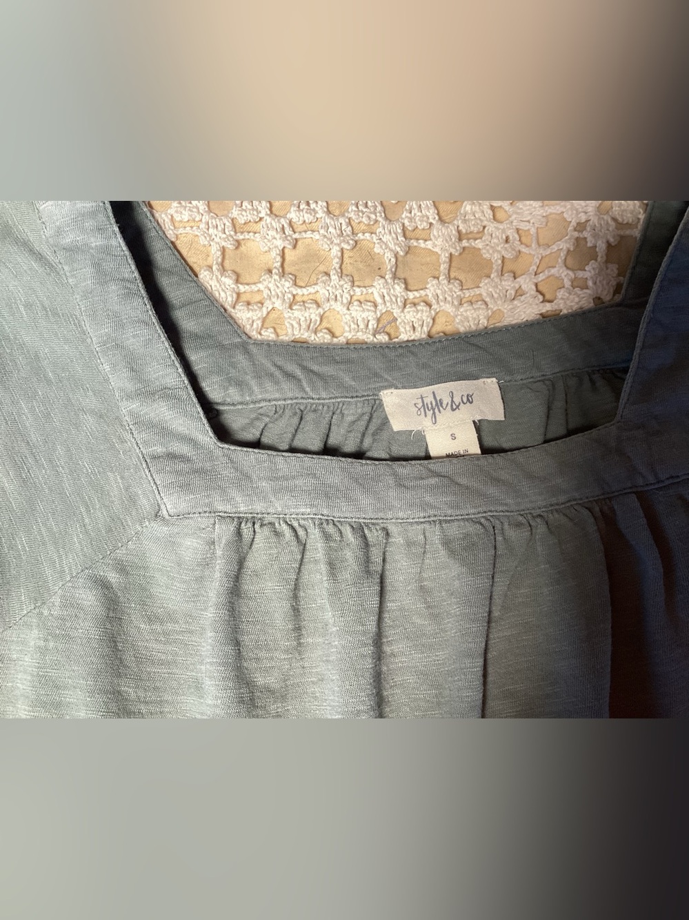 Style & Co. Sage Square Neck Peasant Blouse